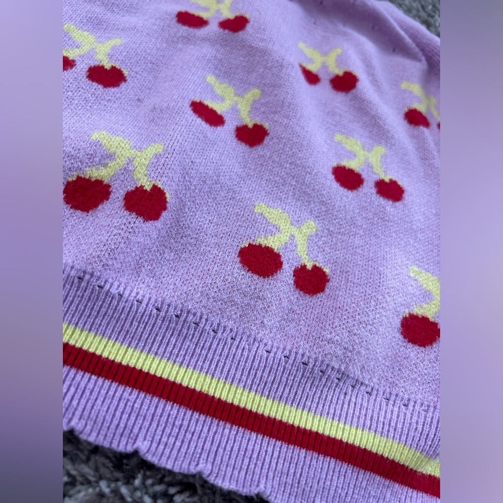 Listicle Lavender Cherry‎ Knit Crop Tank Top Square Neck Women's M - Picture 3 of 7